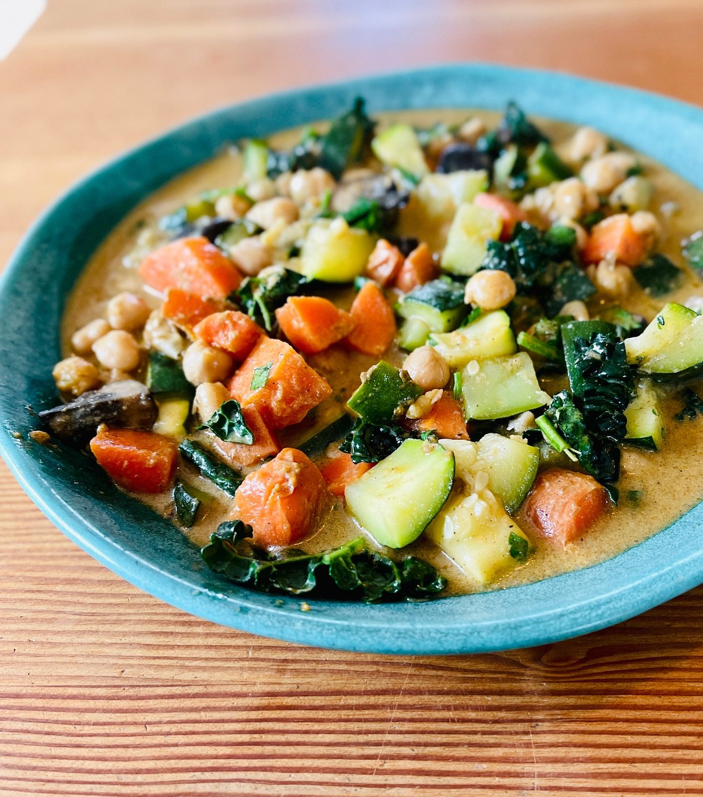 Plant-forward chickpea and kale curry, comfort meal made clean